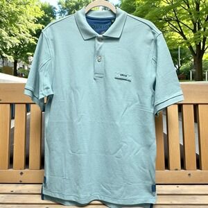 ORVIS Mens Blue Mist Collared Short Sleeve Fly Fishing Polo Sz Small